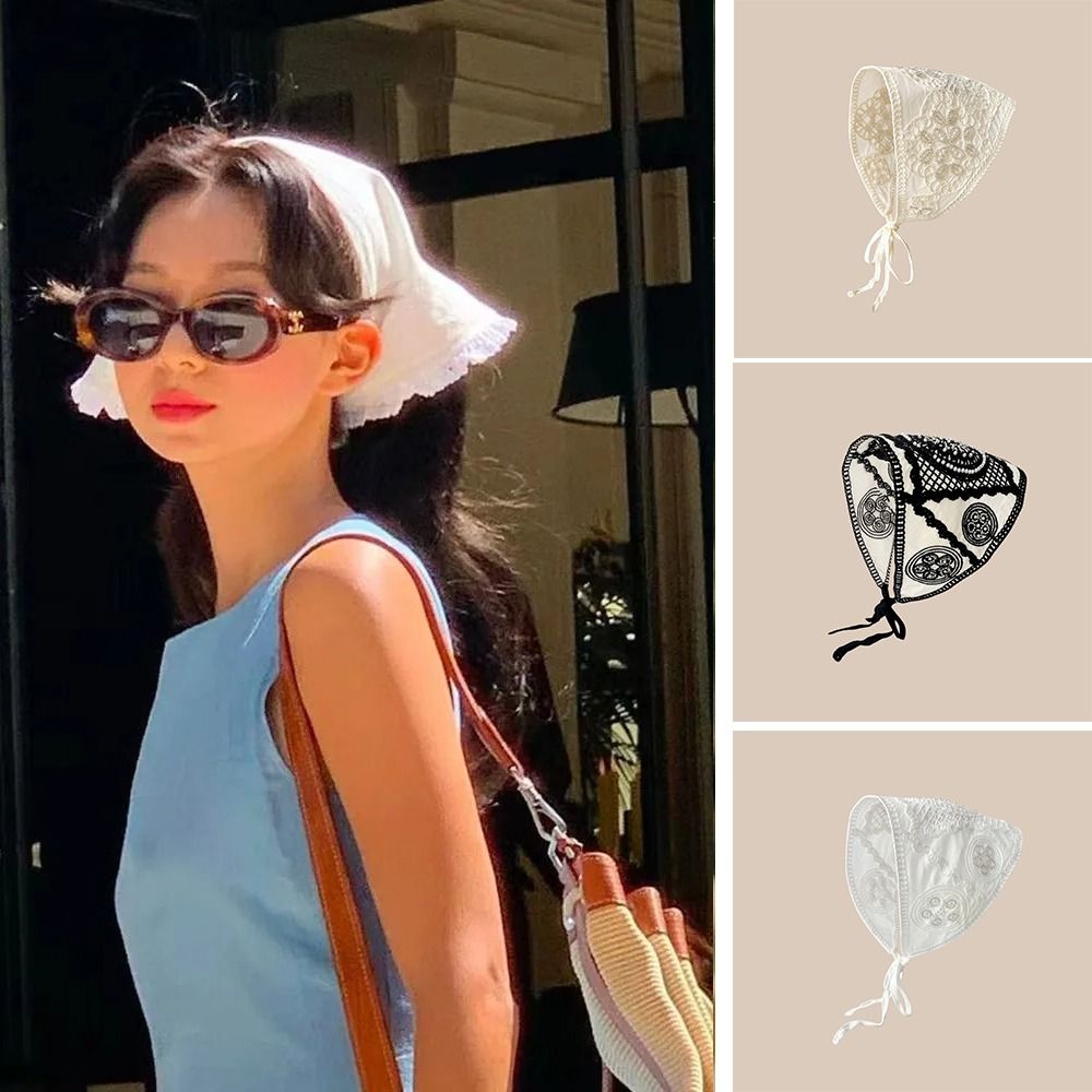 Headband Summer Knit - 新しいファッション フレンチパストラルスタイル 三角形ヘッドバンド 手編みクロシェニット ヘッドスカーフ 帽子