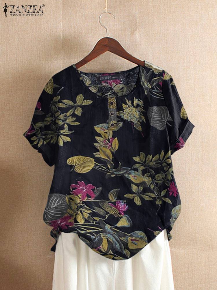 ZANZEA 女性綿シャツファッション花柄プリントトップスレ - Romper Floral Print のレビューと価格